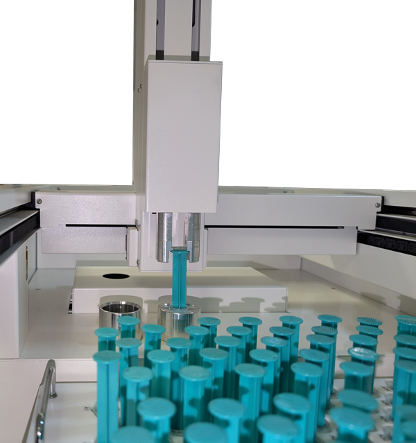 Gripper arm and dosage opening of the sampler